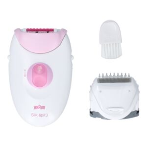 Braun 7W Plastic Silk-Epil 3-in-1 Corded Design Epilator White and Pink SE 3270